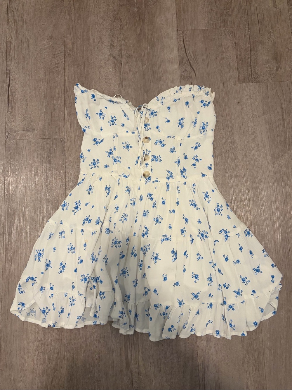 Skylar + Madison White Dress with Blue Floral Print